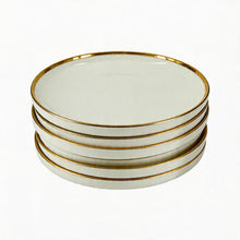 Timeless White Porcelain Dinner Set with Gold Accent - 24 Piece
