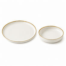 Timeless White Porcelain Dinner Set with Gold Accent - 24 Piece