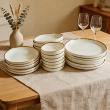 Timeless White Porcelain Dinner Set with Gold Accent - 24 Piece