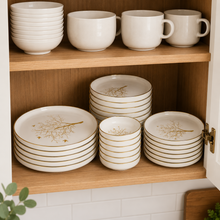 Contemporary White Dinnerware Collection with Tree Design - 24 Piece