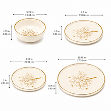 Contemporary White Dinnerware Collection with Tree Design - 24 Piece
