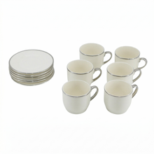Contemporary White Drinkware Set with Silver Detailing - 12 Piece