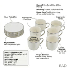 Contemporary White Drinkware Set with Silver Detailing - 12 Piece