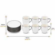 Contemporary White Drinkware Set with Silver Detailing - 12 Piece