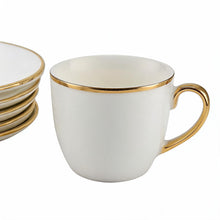 Contemporary White Drinkware Set with Gold Detailing - 12 Piece