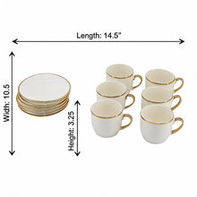 Contemporary White Drinkware Set with Gold Detailing - 12 Piece
