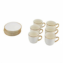 Contemporary White Drinkware Set with Gold Detailing - 12 Piece