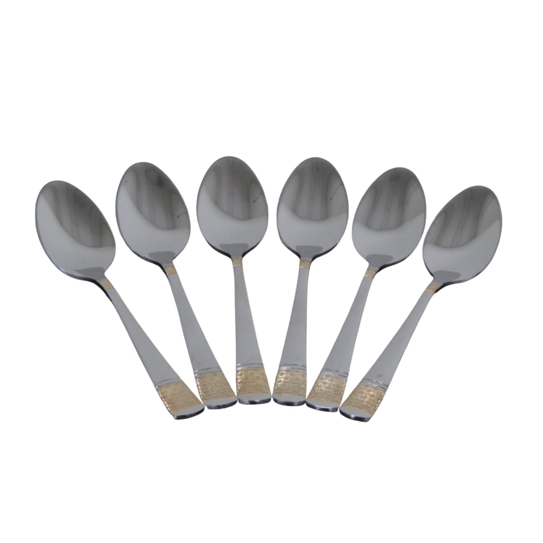 Elegant Stainless Steel Teaspoons with Gold Detail - Set of 6