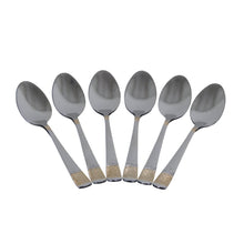 Elegant Stainless Steel Teaspoons with Gold Detail - Set of 6