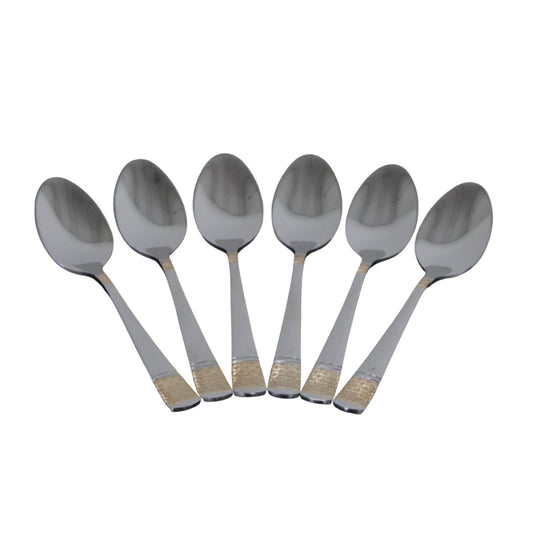 Elegant Stainless Steel Teaspoons with Gold Detail - Set of 6