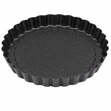 Round Fluted Tart Pan – Black Speckled Scalloped Baking Pan for Tarts, Pies, Quiche & Desserts-XL