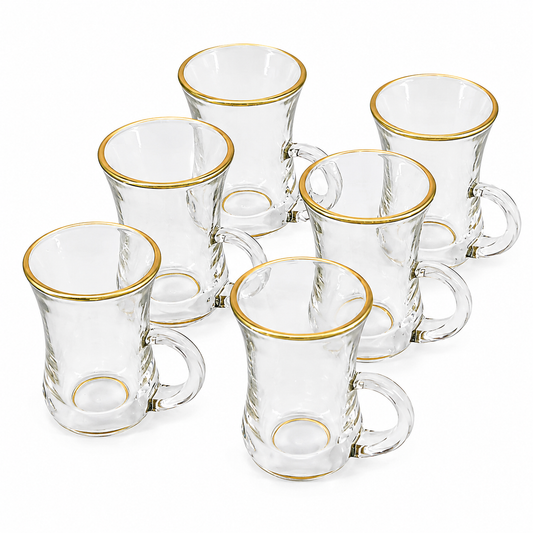 Turkish-Style Gold-Rim Glass Drinkware Set - 6 Piece