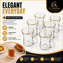 Turkish-Style Gold-Rim Glass Drinkware Set - 6 Piece
