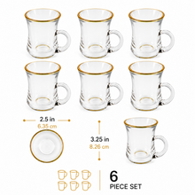 Turkish-Style Gold-Rim Glass Drinkware Set - 6 Piece