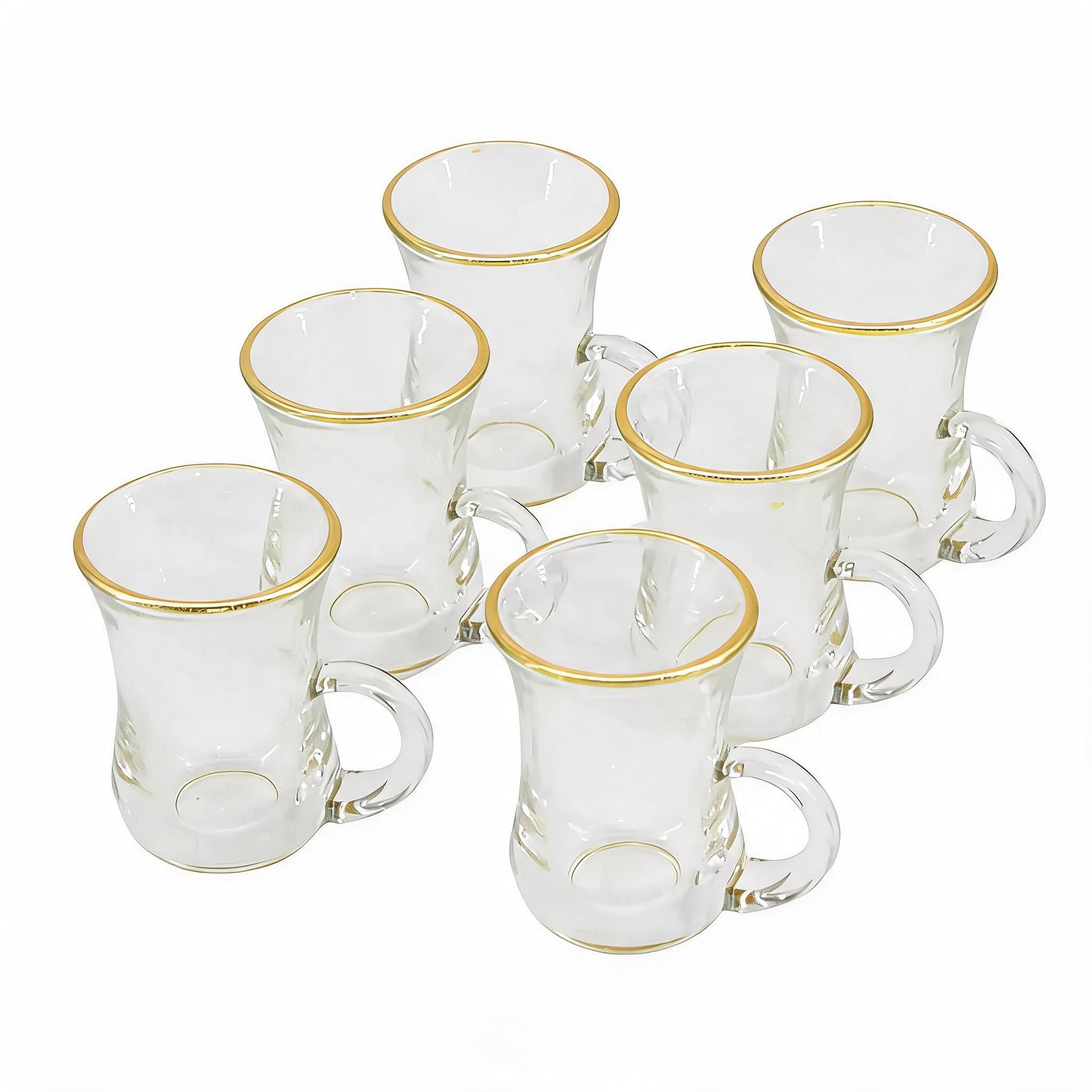 Turkish-Style Gold-Rim Glass Drinkware Set - 6 Piece