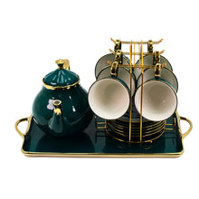 Elegant Tea Set - Complete 14-Piece Home Entertaining Set Teal & Gold