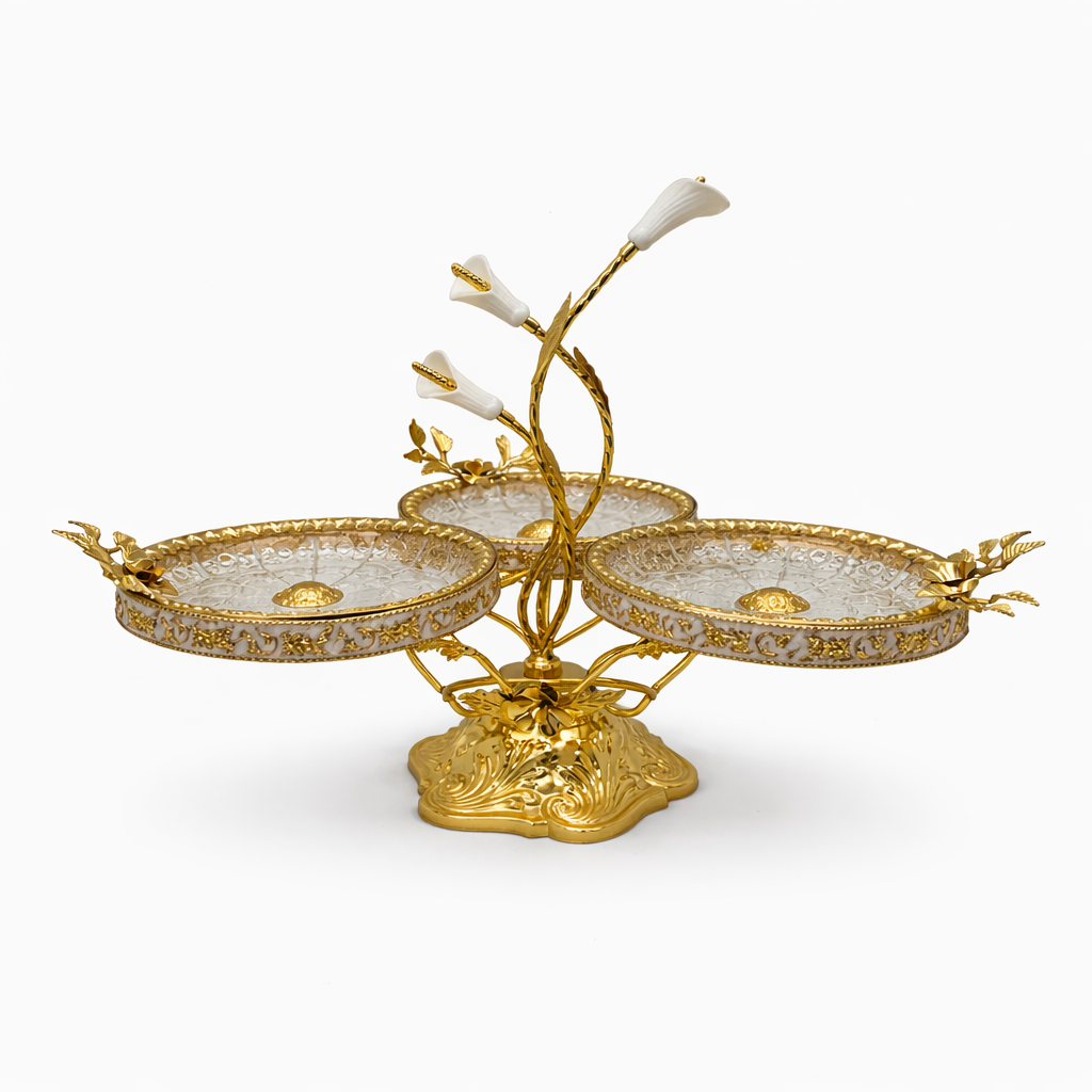 Elegant Gold 3-Tier Crystal Dessert Stand