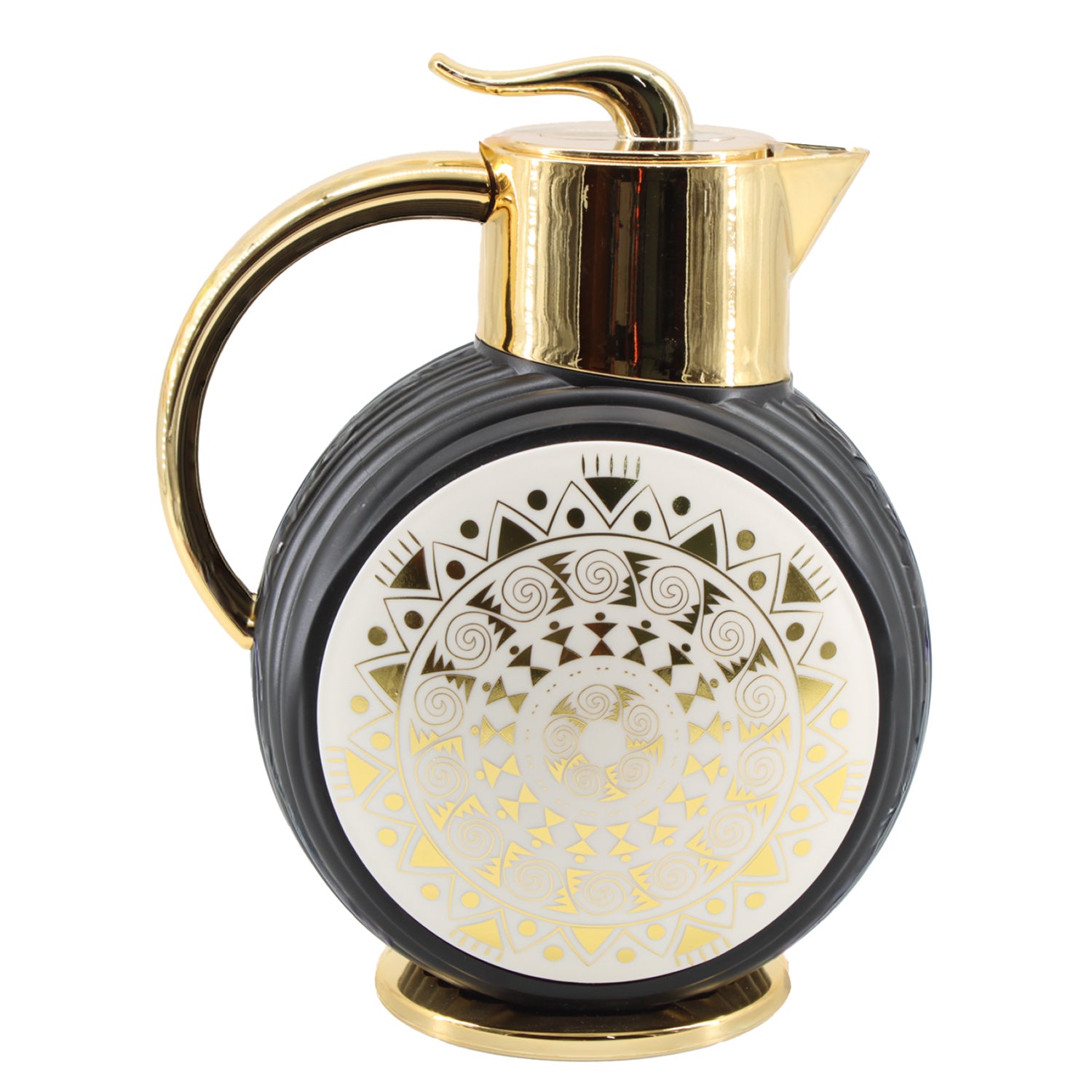 Black Gold Round Mosaic Vacuum Jug Flask 1L