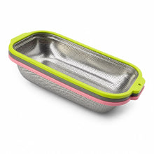 3-Piece Stainless Steel Rectangular Mesh Strainer Set with Color-Coated Handles – Medium Nesting Kitchen Colanders for Washing, Draining & Rinsing
