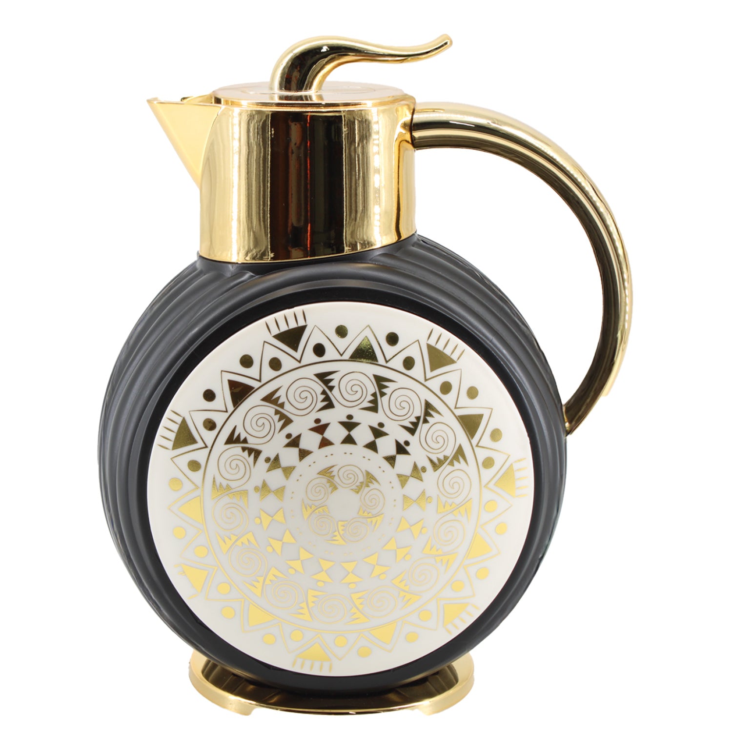Black Gold Round Mosaic Vacuum Jug Flask 1L