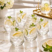 Faceted Clear Glass Tumbler Set of Six