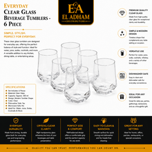 Faceted Clear Glass Tumbler Set of Six