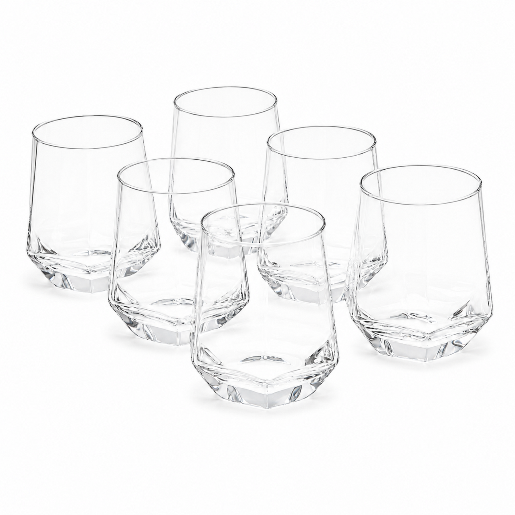 Faceted Clear Glass Tumbler Set of Six