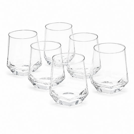 Faceted Clear Glass Tumbler Set of Six