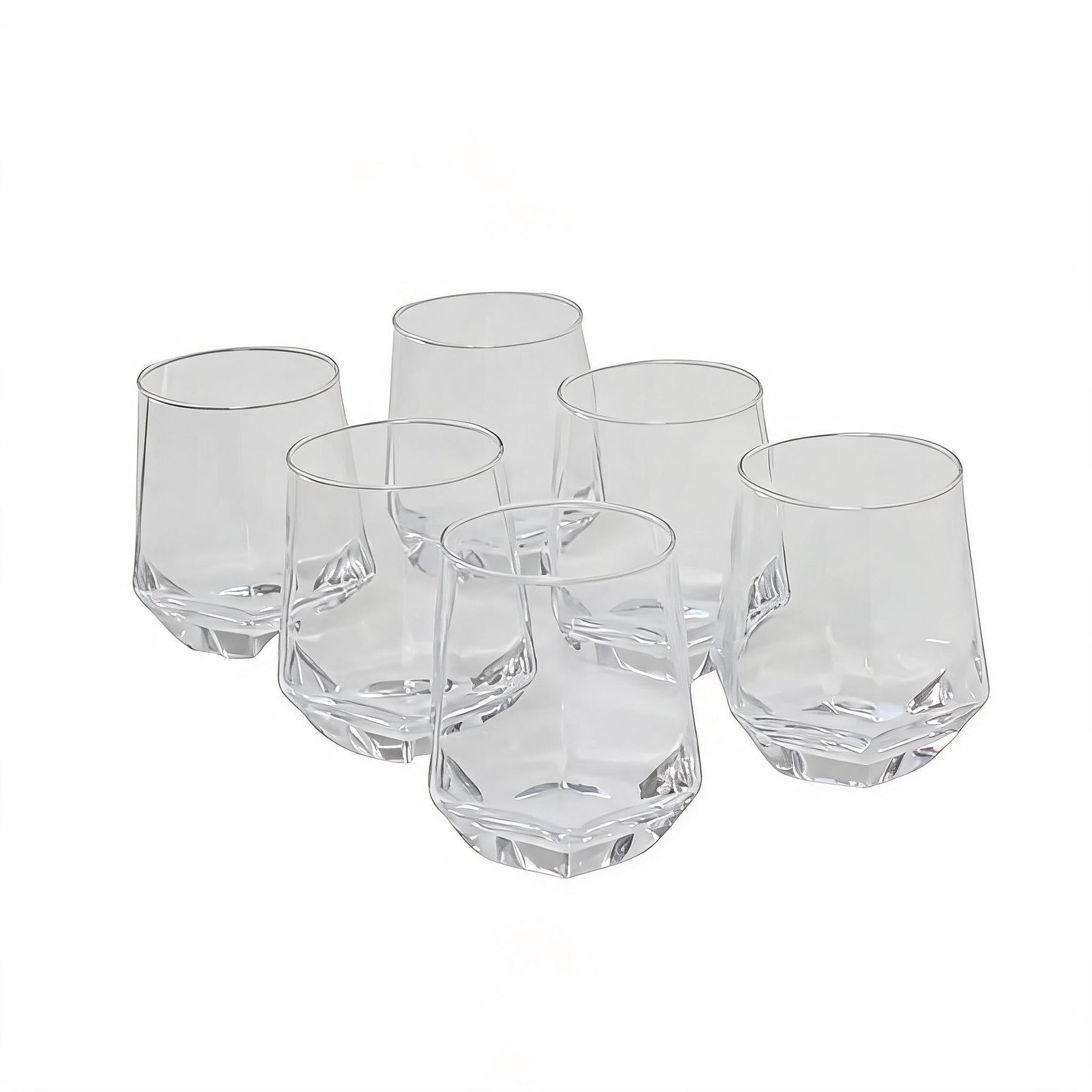 Faceted Clear Glass Tumbler Set of Six