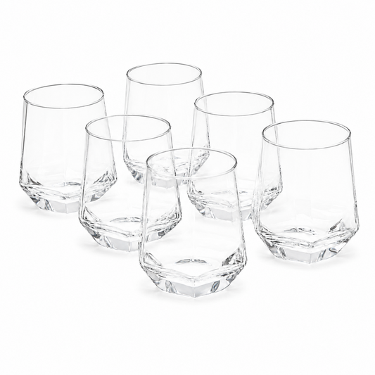 Faceted Clear Glass Tumbler Set of 6