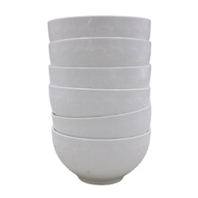 Set of 6 - Minimalist Embossed White Ceramic Bowl - 5.12" x 2.76"