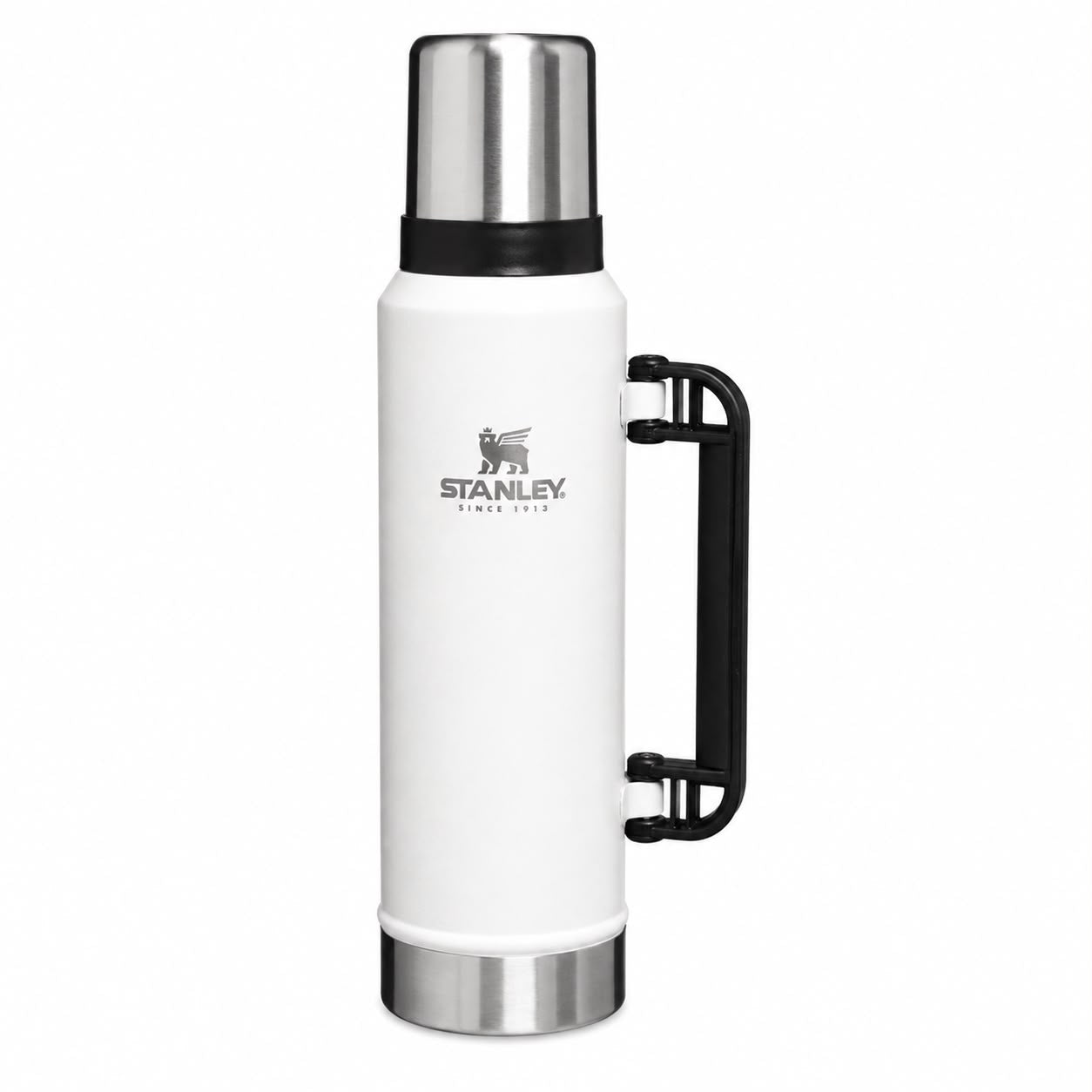 Stanley Classic Vacuum Insulated Flask And Travel Thermos  with Handle & Cup Lid – 1.4L (1400ML) – WHITE