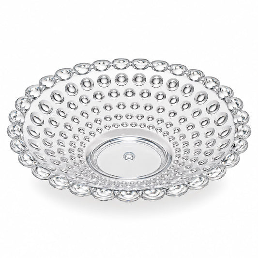 Clear Bubble-Design Serving Bowl with Decorative Beaded Rim – Medium Fruit, Candy & Dessert Bowl, 11.75"