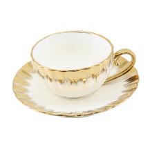 White & Gold Drip Design Coffee Cup Collection - 17 PCS Fine Porcelain