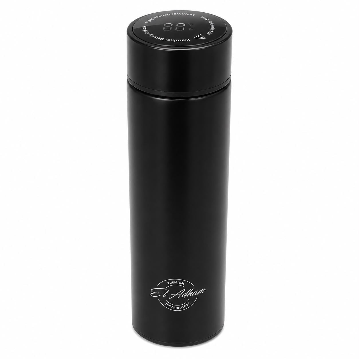 El Adham 420-ML Premium Stainless Steel Vacuum Insulated Travel Bottle with Smart Temperature Display & Gift Box – Black