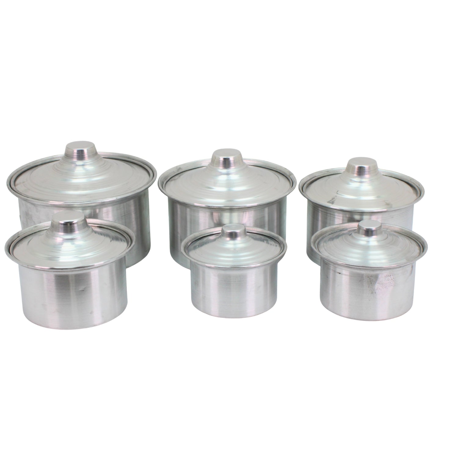 Traditional Aluminum Cooking Pots with Lids - 11pc Compact Everyday Set