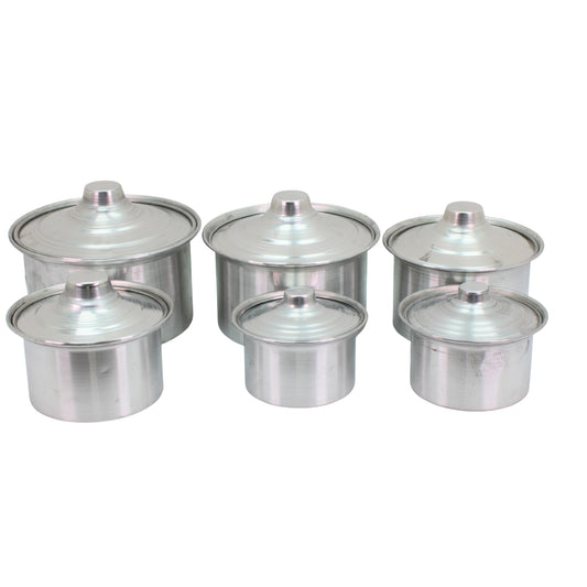 Traditional Aluminum Cooking Pots with Lids - 11pc Compact Everyday Set