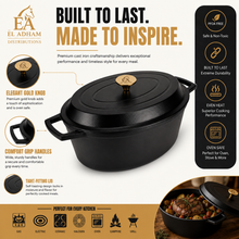 Enameled Oval Cast Iron Roaster Casserole Pan - 5L - 11"