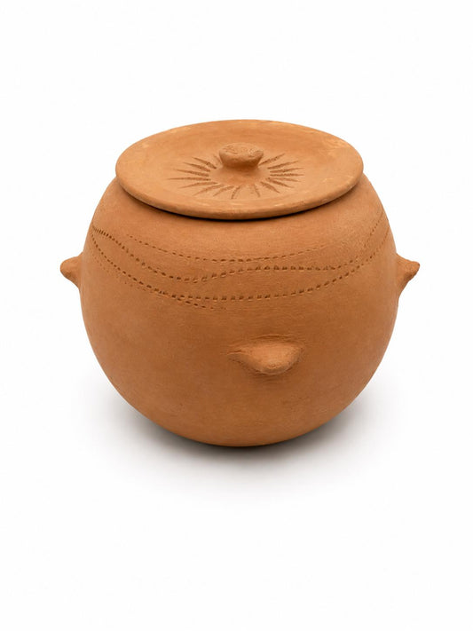Authentic Yemeni Ferni Clay Cooking Pot with Lid , Terracotta , Handcrafted - Small