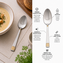 Elegant Stainless Steel Teaspoons with Gold Detail - Set of 6