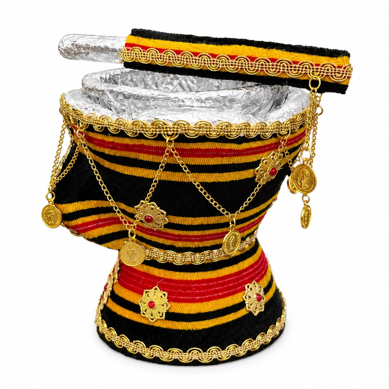 Traditional Yemeni Mabkhara Incense Burner - 6.5" x 6.5" - Black & Gold