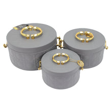 Modern Stylish Light Gray & Gold Insulated Casserole Bowls - 3 PCS (1.0L / 2.5L / 4.0L)