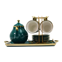 Elegant Tea Set - Complete 14-Piece Home Entertaining Set Teal & Gold