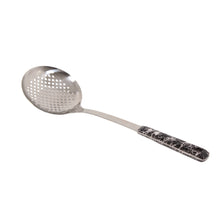 Stainless Steel Slotted Strainer Spoon - Black Ergonomic Handle