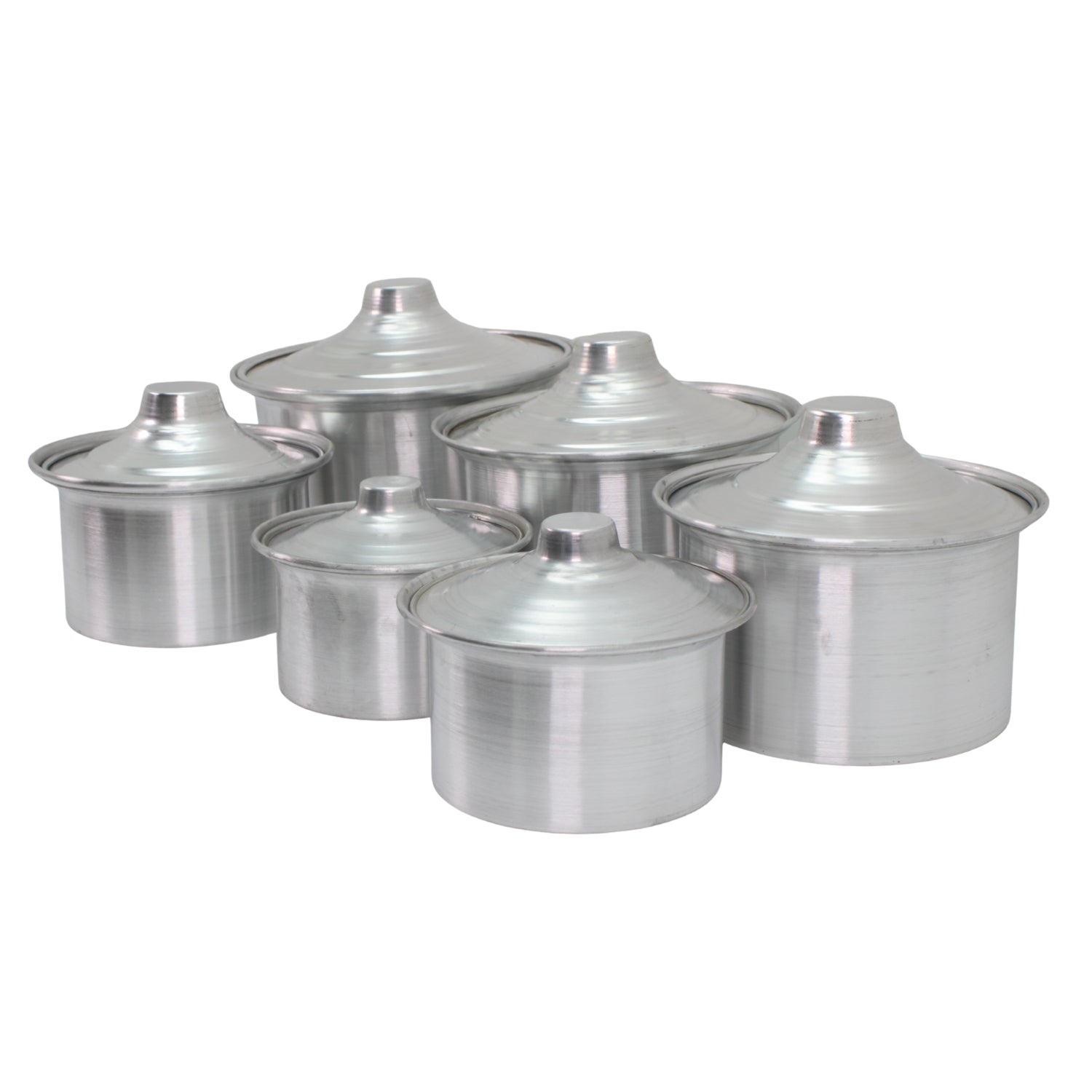 Al-Dar Aluminum Nested Cooking Pots with Lids - Set of 6