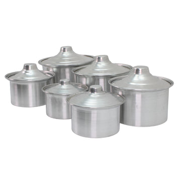 Al-Dar Aluminum Nested Cooking Pots with Lids - Set of 6