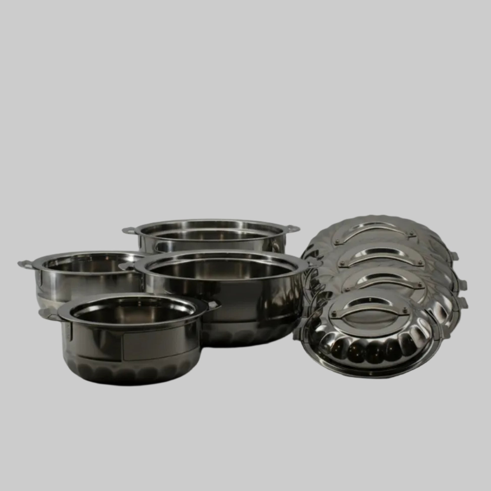 Set of 4 Stainless Steel Casserole Hot Pot - Thermal Food Warmer - S/M/L/XL