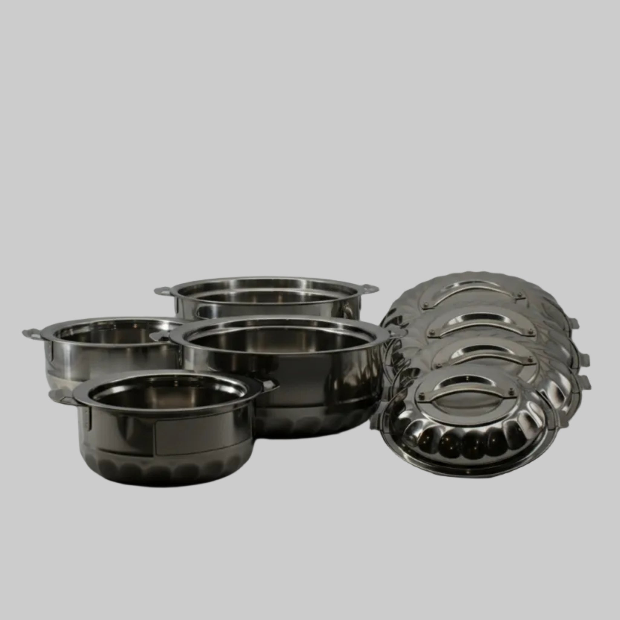 Set of 4 Stainless Steel Casserole Hot Pot - Thermal Food Warmer - S/M/L/XL