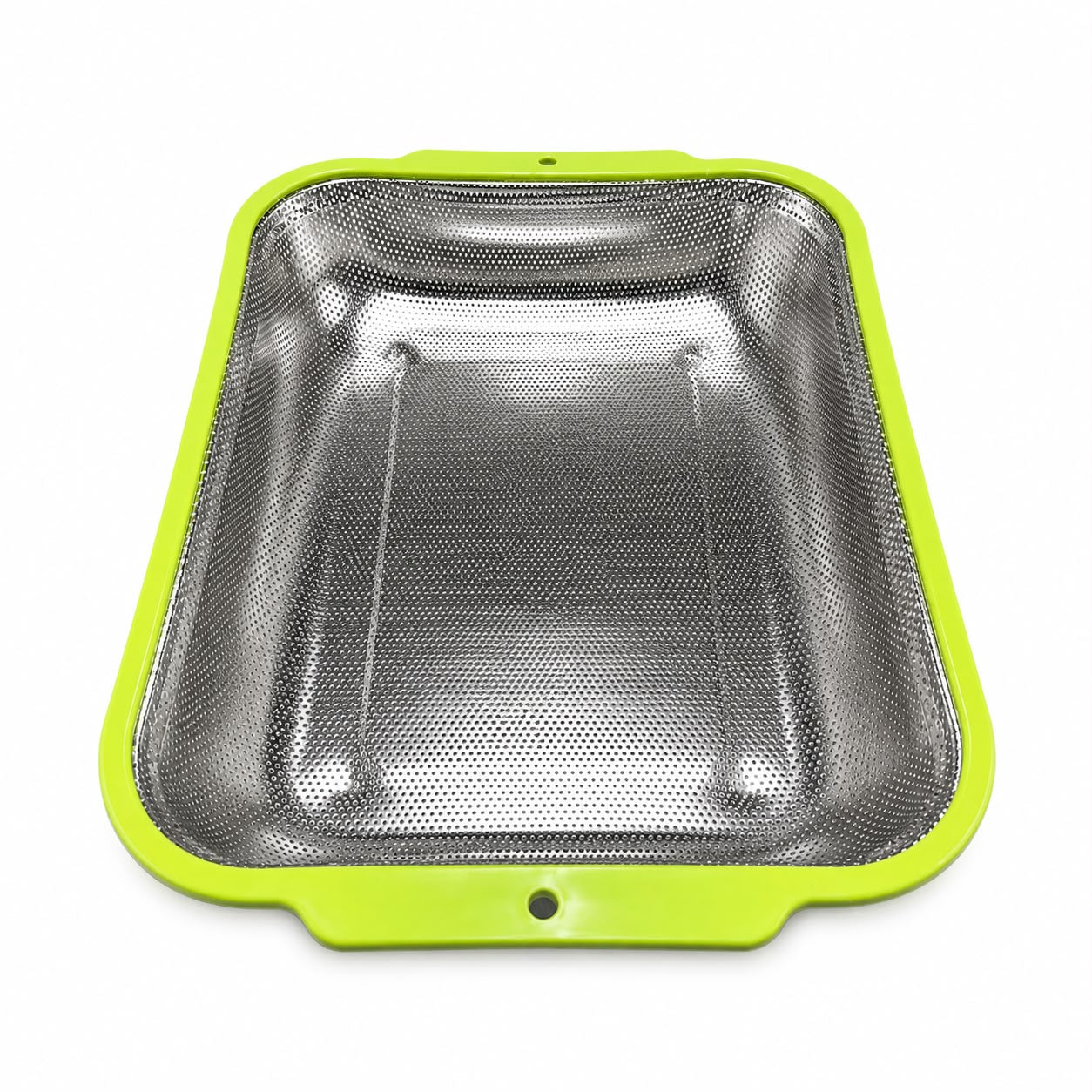 Rectangular Stainless Steel Kitchen Strainer Light Green with Fine Mesh Strainer and Handles