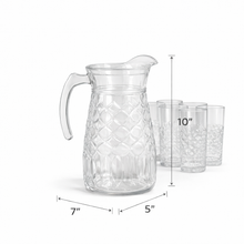 7-Piece Glass Water Pitcher and Tumbler Set - 1.8L Pitcher